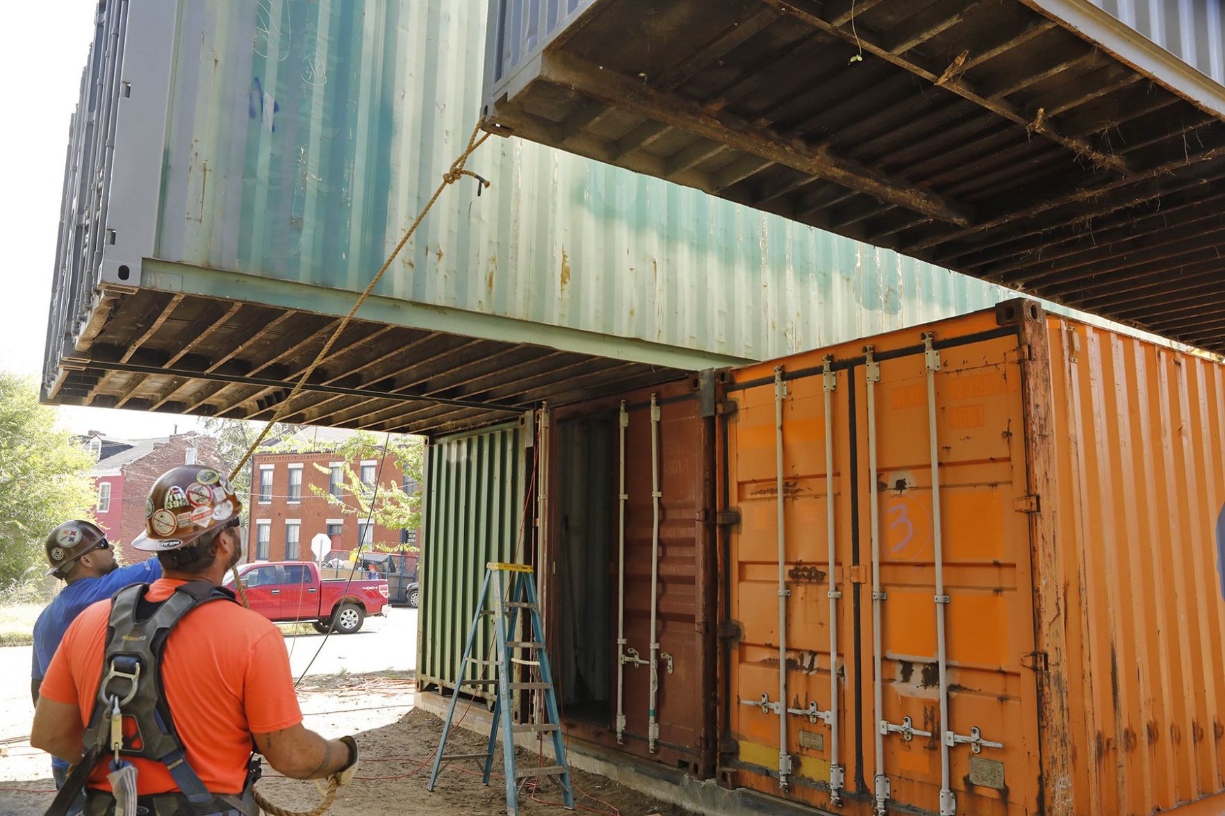 Shipping container home going up near Crown Candy